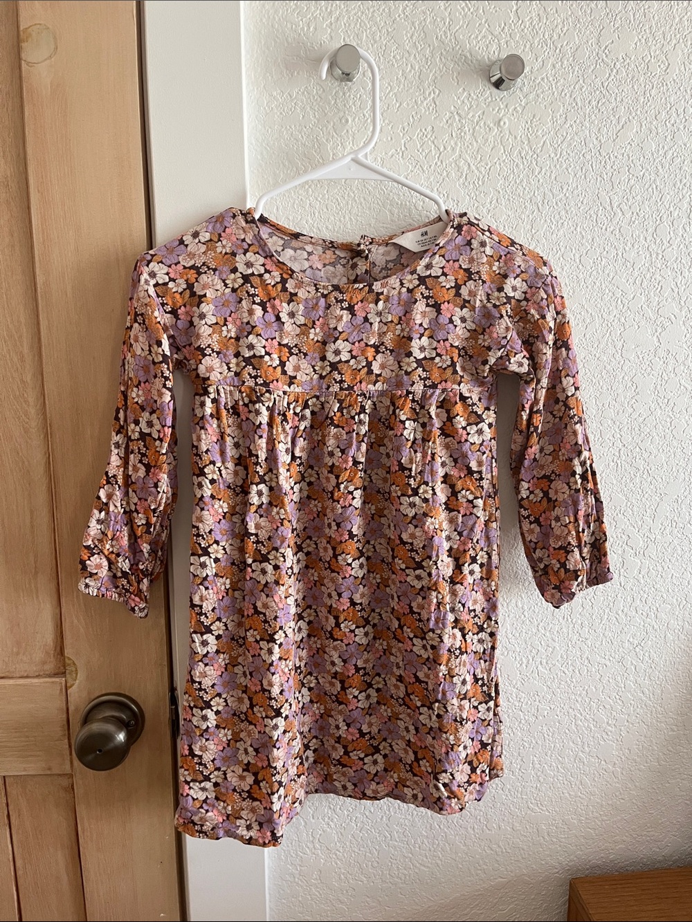 H&M Floral Long-Sleeve Top — Purple & Orange